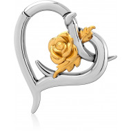 SURGICAL STEEL HINGED SEGMENT CLICKER WITH FLOWER ON THE CLICKER TWO TONE PIERCING