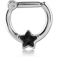 SURGICAL STEEL STAR JEWELLED HINGED SEPTUM CLICKER