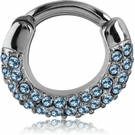 SURGICAL STEEL ROUND JEWELED HINGED SEPTUM CLICKER RING PIERCING