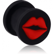 SILICONE RIDGED PLUG WITH RED LIPS