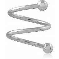 SURGICAL STEEL 2 TWIST SPIRAL WITH 3MM BALLS PIERCING