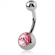 ANODISED TITANIUM SWAROVSKI CRYSTAL JEWELLED NAVEL BANANA WITH RIVOLI STONE PIERCING