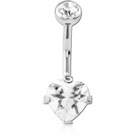 TITANIUM INTERNALLY THREADED DOUBLE JEWELLED NAVEL BANANA BALL TOP - BOTTOM PRONG SET