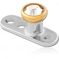 TITANIUM INTERNALLY THREADED DERMAL ANCHOR WITH GOLD PVD COATED TITANIUM JEWELED DISC