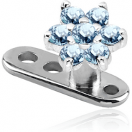 TITANIUM INTERNALLY THREADED DERMAL ANCHOR WITH SURGICAL STEEL JEWELED FLOWER ATTACHMENT PIERCING