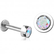 TITANIUM INTERNALLY THREADED JEWELLED MICRO LABRET - CROWN PIERCING