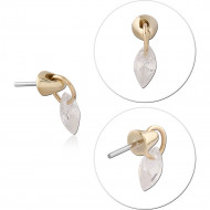 14K GOLD JEWELED ATTACHMENT TITANIUM THREADLESS PIN -MARQUISE PIERCING