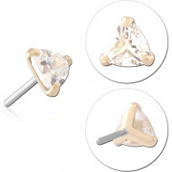 14K YELLOW GOLD TOP WITH TITANIUM THREADLESS PIN TRILLION CUT GEM PIERCING