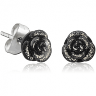 UV ACRYLIC EAR STUDS PAIR - ROSE WITH GLITTER