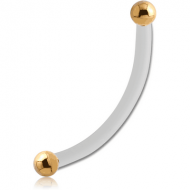 BIOFLEX INTERNAL CURVED MICRO BARBELL WITH INTERNALLY THREADED GOLD PLATED SURGICAL STEEL BALLS PIERCING