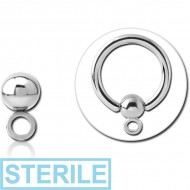 STERILE SURGICAL STEEL BALL FOR BALL CLOSURE RING WITH HOOP PIERCING