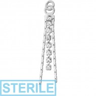 STERILE RHODIUM PLATED BRASS JEWELLED DANGLING CHARM PIERCING