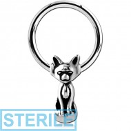 STERILE SURGICAL STEEL BALL CLOSURE RING WITH ATTACHMENT - CAT PIERCING
