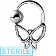 STERILE SURGICAL STEEL BUTTERFLY SIDE BALL CLOSURE RING PIERCING