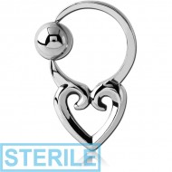 STERILE SURGICAL STEEL HEART SIDE BALL CLOSURE RING PIERCING