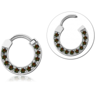 SURGICAL STEEL SYNTHETIC OPAL HINGED SEPTUM RING PIERCING