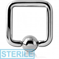 STERILE SURGICAL STEEL SQUARE BALL CLOSURE RING PIERCING