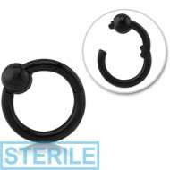 STERILE BLACK PVD COATED SURGICAL STEEL HINGED SEGMENT RING WITH BALL PIERCING