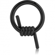 BLACK PVD COATED SURGICAL STEEL BALL CLOSURE RING WITH BARBED WIRE PIERCING