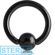 STERILE BLACK PVD COATED SURGICAL STEEL BALL CLOSURE RING PIERCING