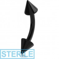 STERILE BLACK PVD COATED SURGICAL STEEL CURVED BARBELL WITH CONES