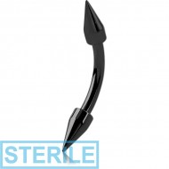 STERILE BLACK PVD COATED SURGICAL STEEL CURVED MICRO BARBELL WITH MINI SPIKES