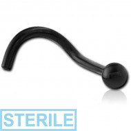 STERILE BLACK PVD COATED SURGICAL STEEL CURVED BALL NOSE STUD