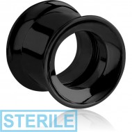 STERILE BLACK PVD COATED STAINLESS STEEL DOUBLE FLARED INTERNALLY THREADED TUNNEL