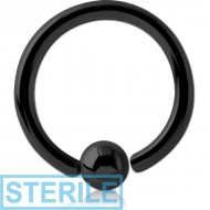 STERILE BLACK PVD SURGICAL STEEL FIXED BEAD RING