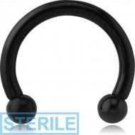 STERILE BLACK PVD COATED SURGICAL STEEL INTERNALLY THREADED CIRCULAR BARBELL PIERCING