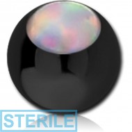STERILE BLACK PVD COATED SURGICAL STEEL JEWELLED MICRO BALL WITH SYNTHETIC OPAL PIERCING