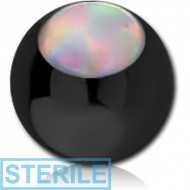 STERILE BLACK PVD COATED SURGICAL STEEL JEWELLED MICRO BALL WITH SYNTHETIC OPAL PIERCING