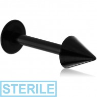 STERILE BLACK PVD COATED SURGICAL STEEL LABRET WITH CONE PIERCING