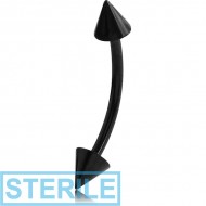 STERILE BLACK PVD COATED SURGICAL STEEL CURVED MICRO BARBELL WITH CONES