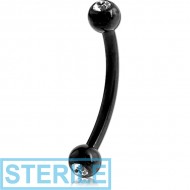 STERILE BLACK PVD COATED SURGICAL STEEL DOUBLE JEWELLED CURVED MICRO BARBELL PIERCING