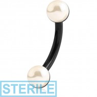 STERILE BLACK PVD COATED SURGICAL STEEL CURVED MICRO BARBELL WITH SYNTHETIC PEARLS