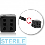 STERILE BLACK PVD COATED SURGICAL STEEL MICRO DICE PIERCING
