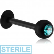 STERILE BLACK PVD SURGICAL STEEL JEWELLED MICRO LABRET