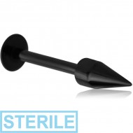 STERILE BLACK PVD COATED SURGICAL STEEL MICRO LABRET WITH MINI SPIKE PIERCING