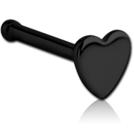 BLACK PVD COATED SURGICAL STEEL HEART NOSE BONE PIERCING