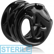 STERILE BLACK PVD COATED SURGICAL STEEL DOUBLE FLARED HOLLOW PLUG PIERCING