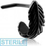 STERILE BLACK PVD COATED SURGICAL STEEL 90 DEGREE WRAP AROUND NOSE STUD - FEATHER PIERCING