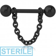 STERILE BLACK PVD COATED SURGICAL STEEL CHAIN NIPPLE SHIELD PIERCING