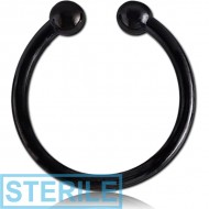 STERILE BLACK PVD COATED SURGICAL STEEL FAKE SEPTUM RING PIERCING