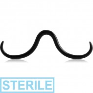 STERILE BLACK PVD COATED SURGICAL STEEL SEPTUM MUSTACHE