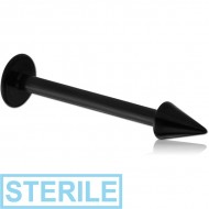 STERILE BLACK PVD COATED TITANIUM MICRO LABRET WITH CONE PIERCING