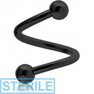 STERILE BLACK PVD COATED TITANIUM MICRO BODY SPIRAL PIERCING