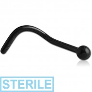 STERILE BLACK PVD COATED TITANIUM CURVED BALL NOSE STUD PIERCING