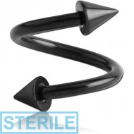 STERILE BLACK PVD COATED TITANIUM BODY SPIRAL WITH CONES PIERCING