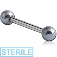 STERILE SURGICAL STEEL BARBELL WITH ANODISED BALL PIERCING